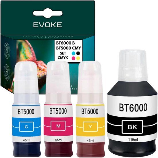 Evoke Set van 4 flessen Brother BT6000 BT5000 printerinkt