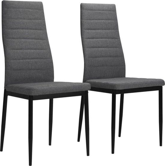 vidaXL Eetkamerstoelen - 2 stuks - Stof - Lichtgrijs