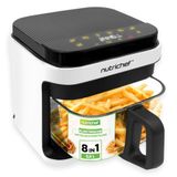 NutriChef Airfryer glas, PFOA-/PFOS-vrij, 5,5 l, 8 kookprogramma's | heteluchtfriteuse met 1200 watt, touchscreen en automatische uitschakeling, met weinig tot geen olie