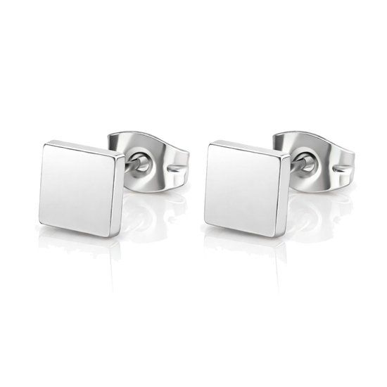 Cilla Jewels Lookinggoodtoday Dames Oorbellen Knoppen Zilverkleurig Vierkant Edelstaal-6mm