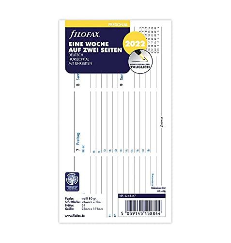 FILOFAX Personeel 1 week op 2 pagina's. Horiz(Duits) 2022