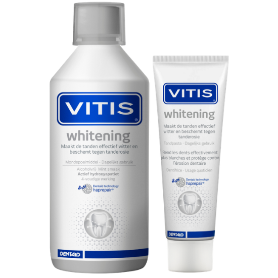 Vitis Natuurlijk Wit Bundel - Whitening Tandpasta + Mondspoelmiddel