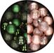 Kaemingk B.V. 28x stuks petite boules de Noël en plastique souple rose et vert sapin 3 cm