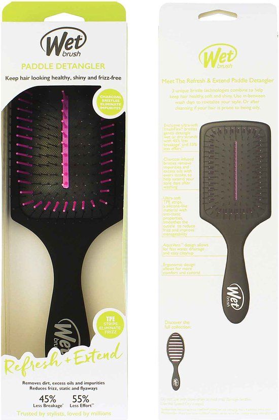Wet Brush Refresh + Extend Paddle Detangler Black Hair Brush