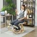 Tabouret ergonomique en bois à bascule avec dossier, siège assis-genoux pour bureau à domicile, couleur crème