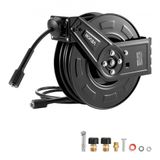 VEVOR Hogedrukreiniger slanghaspel, 18,3 m x 6,4 mm intrekbare krachtige, zware stalen wasslanghaspel, 4000PSI Max, automatisch terugwikkelen, flexibele wand-/vloermontage voor autowassen, tuin