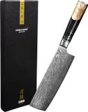 Shinrai Japan Shinrai Knives Nakirimes 18 cm Koksmes Damascus Mes Onyx Epoxy Met Luxe Geschenkdoos