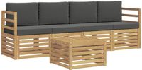 vidaXL - Bank loungeset - 4 zitplekken - Polyester - Wit en antracietkleurig - Zonder kussens
