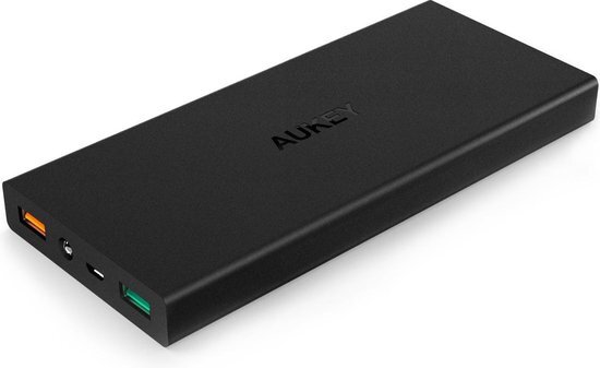 Aukey Quick Charge 3.0 Power Bank 20000 mAh, draagbare oplader met Lightning & Micro USB-ingang, 2 uitgangen voor iPhone X / 8 / Plus / 7 / 6s, Samsung S8 + / S8, iPad