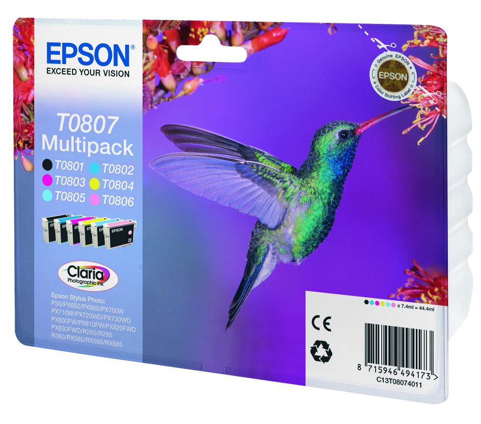 Epson T0807 - Ink Cartridge Multipack - Original - Black, Cyan, Light Cyan, Light Magenta, Magenta, Yellow