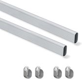 Emuca Garderobestang 30x15 mm aluminium, 750 mm, Mat geanodiseerd