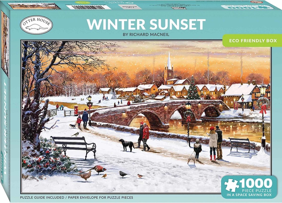 Otter House Winter Sunset Puzzel 1000 Stukjes