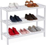 Merkloos Relaxdays Schoenenrek bamboe - 70 cm breed - 3 laags - wit