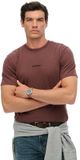 Superdry T-shirt met micrologo Heren L Katoen Effen Ronde hals Korte mouw Casual Regular Fit Diepbruin