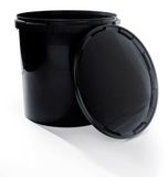 BenBow Seau avec couvercle 30L Quantité : 100 pcs, noir BSR, étanche à l'air, convient pour aliments, BRC, anti-fuite