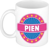 Bellatio Decorations - Pien voornaam - koffiemok - beker - wit/roze - 300 ml