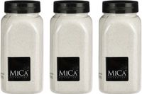 Mica Decorations decoratie zand - 3x - 650ml - wit