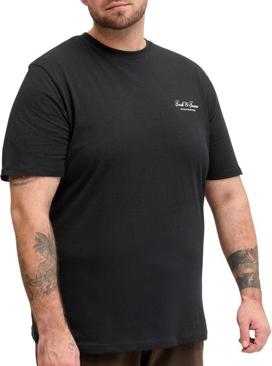 JACK & JONES PLUS SIZE Jack & Jones Plus T-shirt Zwart Katoen Ronde Hals Korte Mouw Regular Fit