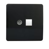 Trendi Modern Glossy Tactile TV Co-axiale Socket + RJ45 Cat 5e & Cat 6 PC Ethernet Socket Zwart