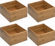 5five Opberg/sorteer/lade verdelers bakjes - bamboe hout - 18 x 18 x 9.5 cm - Set van 4x stuks