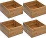 5five Opberg/sorteer/lade verdelers bakjes - bamboe hout - 18 x 18 x 9.5 cm - Set van 4x stuks