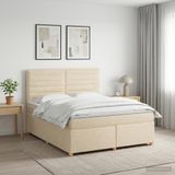 vidaXL Lit à sommier tapissier avec matelas Crème 180 x 200 cm Tissu