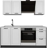 Vicco R-Line cuisine une personne, blanc campagne/anthracite, plan de travail marbre 180 cm