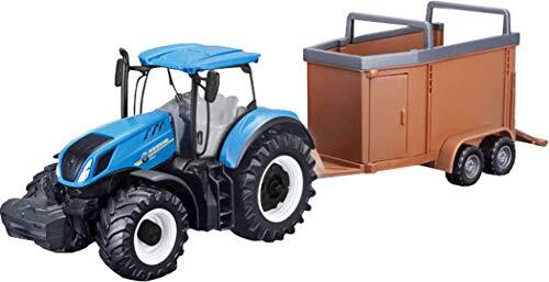 Bburago B18-31656 10CM New Holland T7.315 Tractor + Veeteelt Forwarder, Blauw