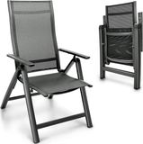 Chaise de jardin réglable en aluminium sans marque avec accoudoirs et dossier haut anthracite
