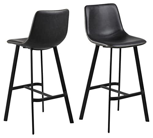 AC Design Furniture Ofelia barkruk, H: 103 x B: 46,5 x D: 50 cm, zwart, PU/staal, 1 st.