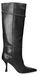 Black B Bottes longues pour femme en cuir noir avec bride et talon aiguille