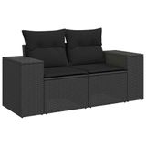 vidaXL 9-delige Loungeset met Kussens, Poly Rattan, Zwart