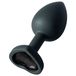 Sunfo - plug anal en silicone avec bijou en forme de cœur en pierre noire (noir)