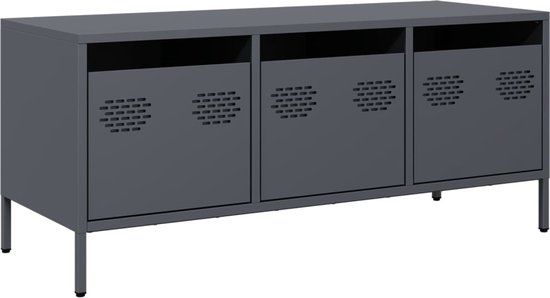 vidaXL Tv-meubel 101,5x39x43,5 cm koudgewalst staal antracietkleurig