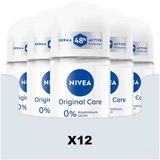 NIVEA Deodorant Roller Original Care 0% - 12 x 50 ml