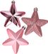 Decoris Kerstornamenten sterren - kunststof - 6x st - roze - 7 cm