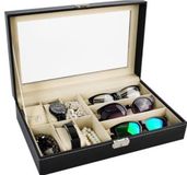 Malatec Horloge/bril organizer Lyon - zwart - 10 vakjes