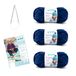 Gründl Breiwol Funny Uni gebreide set (fluweelachtig chenillegaren) 3 x 100 g + naalden 5-6 + handleiding voor een babydeken, marineblauw