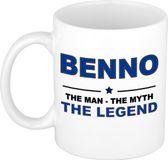 Bellatio Decorations Benno cadeau mok - man myth legend - naam koffiemok / beker - wit en blauw - 300 ml - verjaardag