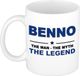 Bellatio Decorations Benno cadeau mok - man myth legend - naam koffiemok / beker - wit en blauw - 300 ml - verjaardag