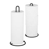 Relaxdays keukenrolhouder set van 2, staand, voor keuken- en toiletrollen, metaal, discreet, HD 32x13 cm, zwart