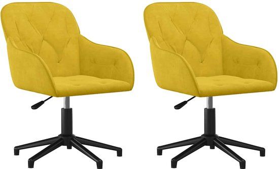 vidaXL Eetkamerstoelen draaibaar 2 stuks fluweel geel