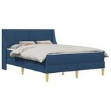 vidaXL Bedframe met matras en hoofdeinde Polyester Blauw