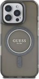 GUESS Magsafe hoesje Geschikt voor Apple iPhone 16 Pro met glittercirkel, Zwart