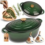 Hage - Fonte - Braadslede - Ovenbraadpan met Deksel - Flesgroen