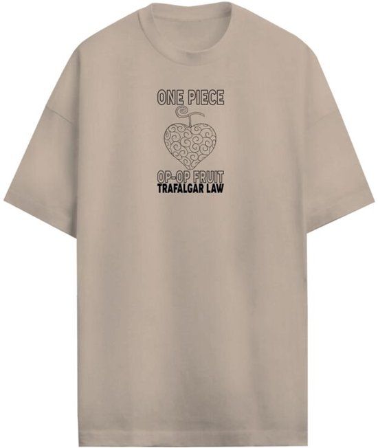 One Piece Trafalgar D. Law Heren Oversized T-shirt - zand - L