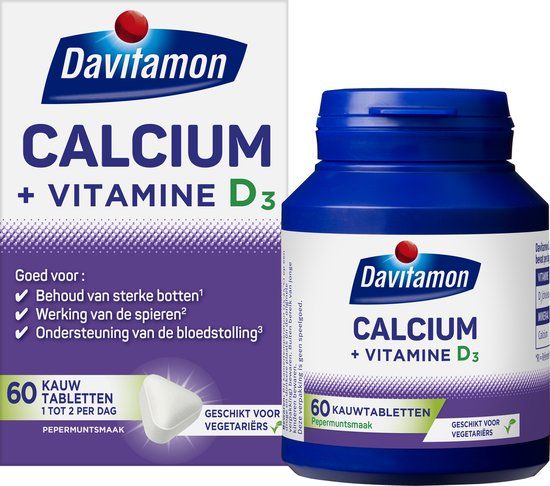Davitamon Calcium met vitamine D3 - Pepermuntsmaak - 60 kauwtabletten
