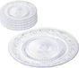 Plasticforte Assiettes de dîner incassables - 6x - plastique - style cristal - transparent - D25 cm