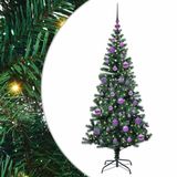 vidaXL Kunststof Voorverlichte Kerstboom Groen 150 cm PVC en Metaal