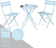 Albatros International Albatros Bistroset 3-Delig, Blauw - Bistrotafel met 2 Stoelen - Inklapbare Stoelen en Tafel van Robuust Metaal